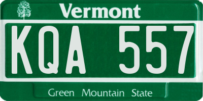 VT license plate KQA557
