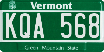 VT license plate KQA568