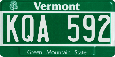 VT license plate KQA592