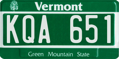 VT license plate KQA651