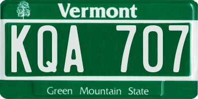VT license plate KQA707