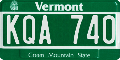 VT license plate KQA740
