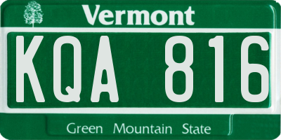 VT license plate KQA816