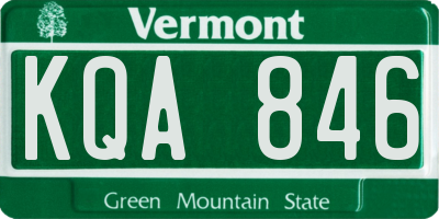 VT license plate KQA846