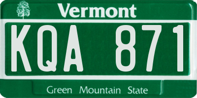 VT license plate KQA871