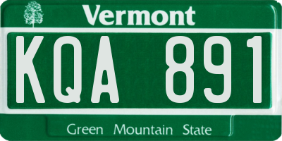 VT license plate KQA891