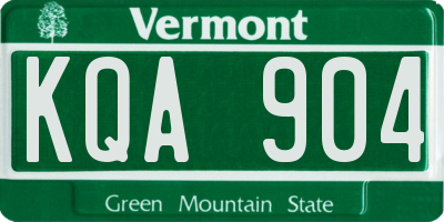VT license plate KQA904