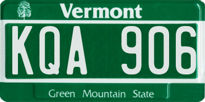 VT license plate KQA906