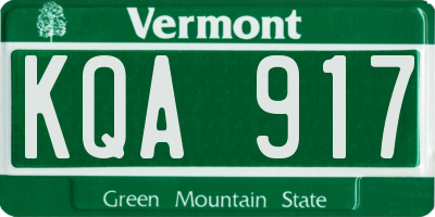 VT license plate KQA917