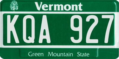 VT license plate KQA927