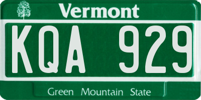 VT license plate KQA929