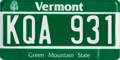 VT license plate KQA931