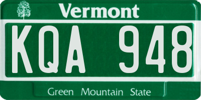VT license plate KQA948