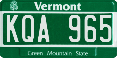 VT license plate KQA965