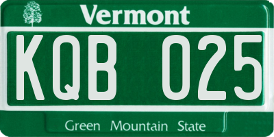 VT license plate KQB025