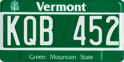 VT license plate KQB452