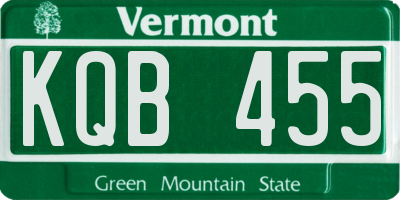 VT license plate KQB455