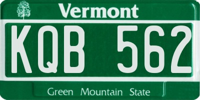VT license plate KQB562