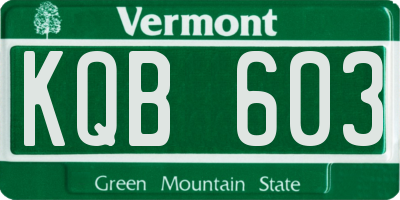 VT license plate KQB603