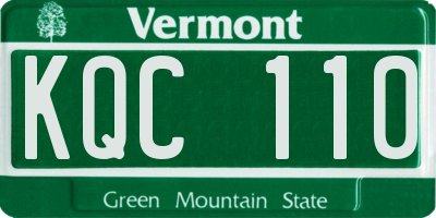 VT license plate KQC110