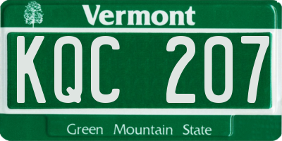VT license plate KQC207