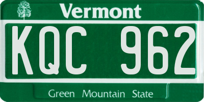 VT license plate KQC962