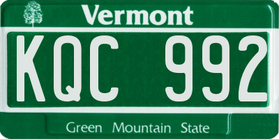 VT license plate KQC992
