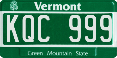 VT license plate KQC999