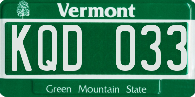 VT license plate KQD033
