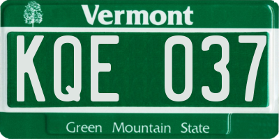 VT license plate KQE037