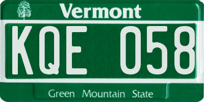 VT license plate KQE058