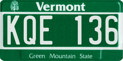 VT license plate KQE136