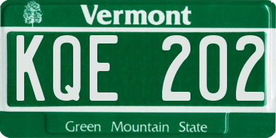 VT license plate KQE202