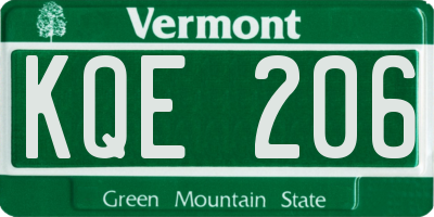 VT license plate KQE206