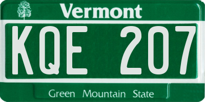 VT license plate KQE207