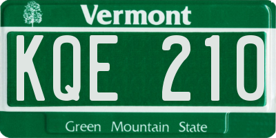 VT license plate KQE210