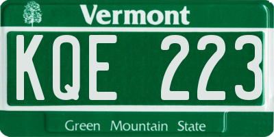 VT license plate KQE223