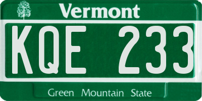 VT license plate KQE233