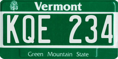 VT license plate KQE234