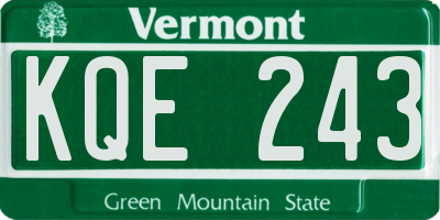VT license plate KQE243