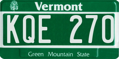 VT license plate KQE270