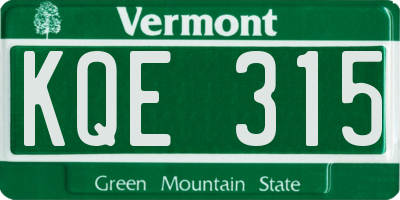 VT license plate KQE315