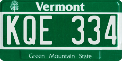 VT license plate KQE334