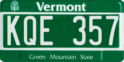 VT license plate KQE357