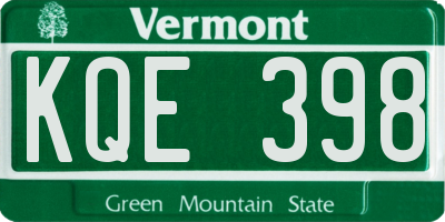 VT license plate KQE398