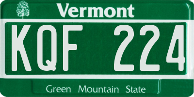 VT license plate KQF224