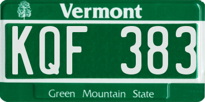 VT license plate KQF383