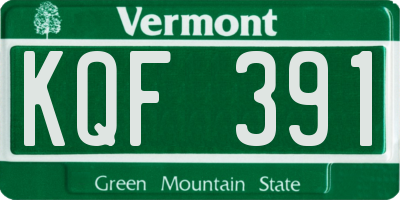 VT license plate KQF391