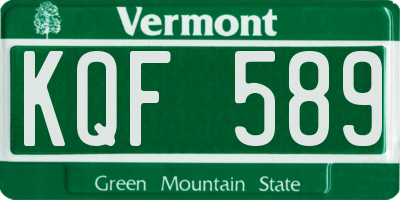 VT license plate KQF589