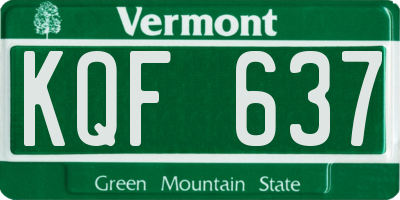 VT license plate KQF637